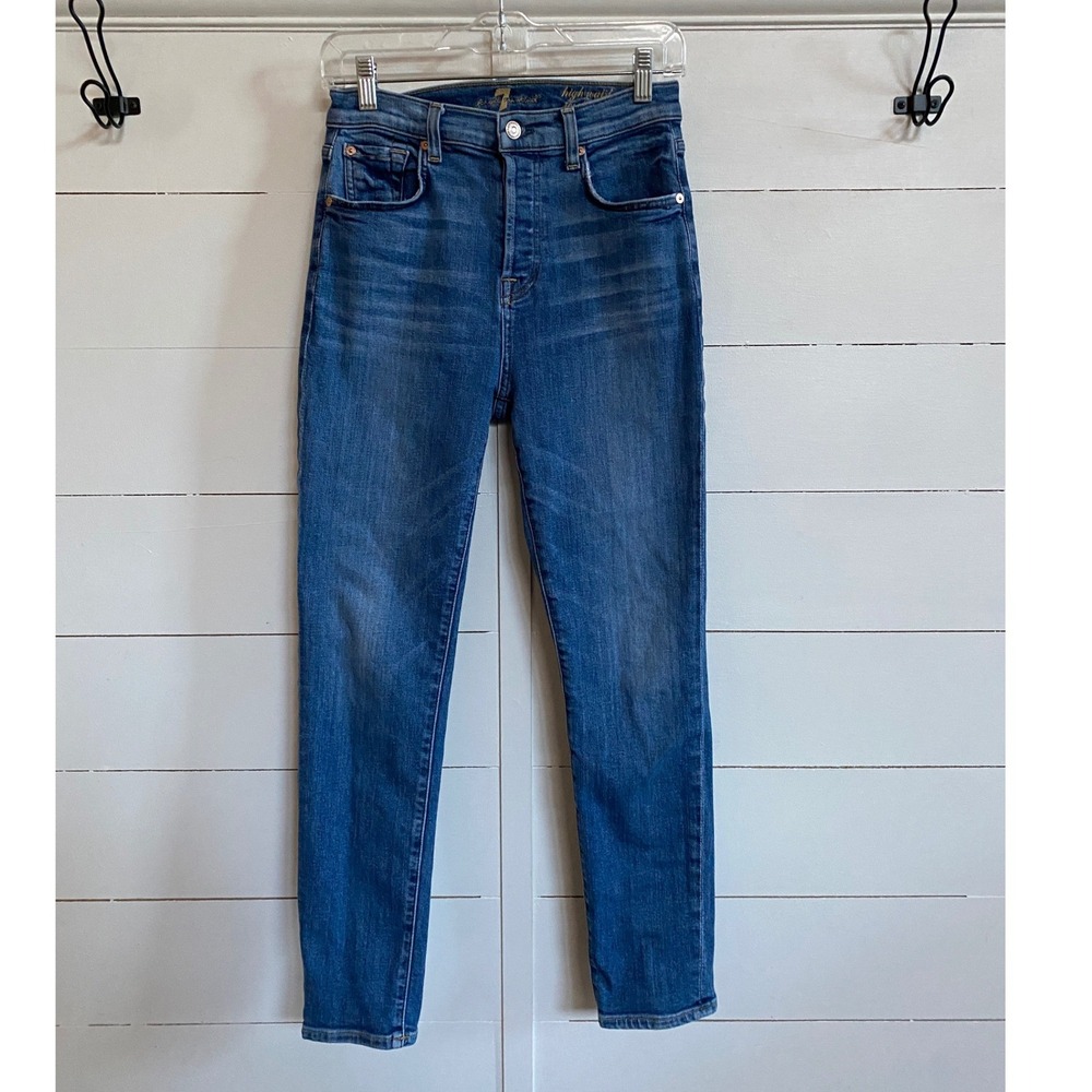 7 For All Mankind Josefina High Waist Slim Boyfriend Blue Jeans‎ Size 26